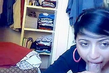 Gorgeous Indian chick cock sucking for a load of thick jizz