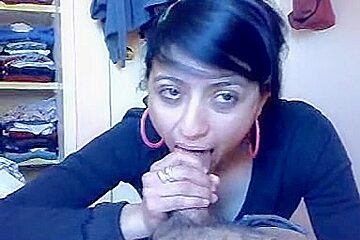 Gorgeous Indian chick cock sucking for a load of thick jizz
