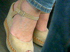 Gorgeous Mature Feet In Wedges Heels
