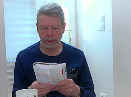 Grandpa cums on her young perky tits after fucking her