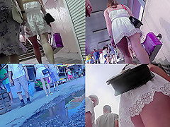G-string of a sexy lassie seen in free upskirt video