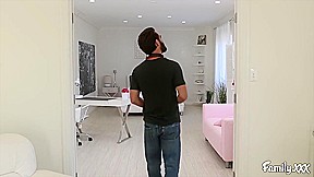 Guy Caught Masturbating By Sexy Blonde Who Milks His Dick For Cum
