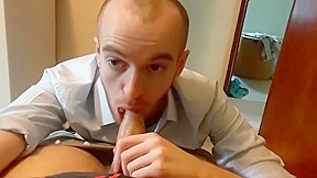 Guy getting sucked by good looking skinhead 