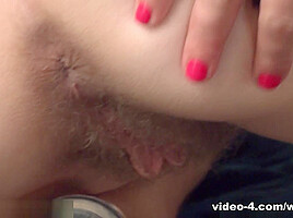 Hairy girl Valentine is sexy in her red glasses