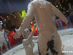 Hardcore Mud Wrestling With Two Hot