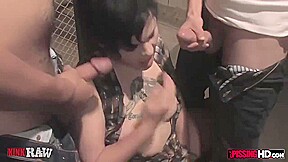 Horny Amateur Sucking Dick And Being Pissed On