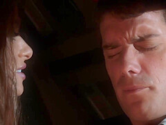 Horny Brunette Stewardess Fucks Pilot In His Cabin