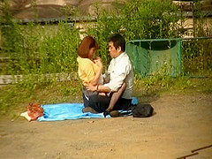 Horny Japanese couple have hardcore outside sex fun