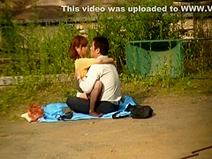 Horny Japanese couple have hardcore outside sex fun