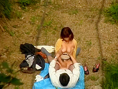 Horny Japanese couple have hardcore outside sex fun