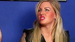 Horny babes enjoy CFNM blowjob with cumshot