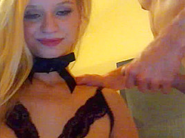 Horny blonde bitch goes crazy sucking on a big cock