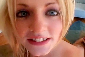Horny blonde gets massive facial after gangbang