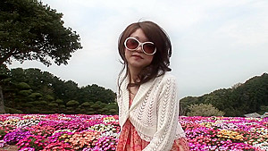 Horny couple do oral outdoors wearing sunglasses