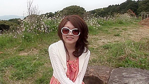 Horny couple do oral outdoors wearing sunglasses