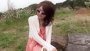 Horny couple do oral outdoors wearing sunglasses