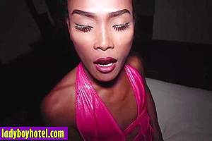 Horny ladyboy swallowed big hard cock and she liked it