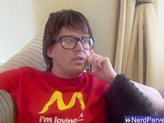 Hot Blonde Sucks Nerd Cock