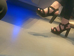 Hot Brunette In High Heels Sandals