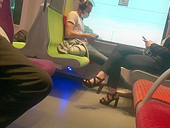 Hot Brunette In High Heels Sandals