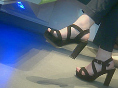 Hot Brunette In High Heels Sandals