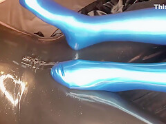 Hot Latex Footjob And Handjob To Cum Shot