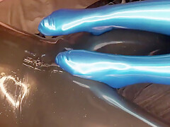 Hot Latex Footjob And Handjob To Cum Shot