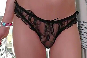 Hot blonde shemale fucks perverted dude bareback in bed