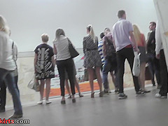 Hot candid upskirt porn with a blonde in a public place