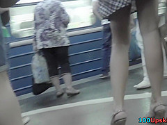 Hot candid upskirt porn with a blonde in a public place