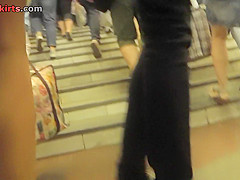 Hot candid upskirt porn with a blonde in a public place