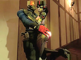 Hot game action with widowmaker from overwatch