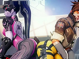 Hot game action with widowmaker from overwatch