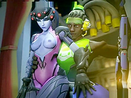 Hot game action with widowmaker from overwatch