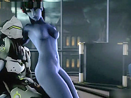 Hot game action with widowmaker from overwatch