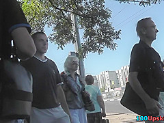 Hot g-string of a sexy chick seen in free upskirt video