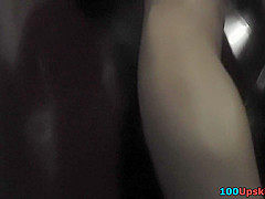 Hot legs of a foxy milf seen in free upskirt video