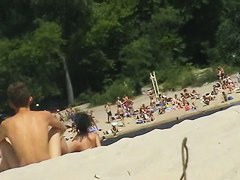 Hot naked women filmed by a nude beach