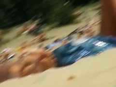 Hot naked women filmed by a nude beach