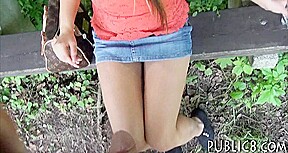 Huge boobs amateur Eurobabe pussy drilled in the park