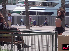 Humiliated european public nudity and kinky spanking