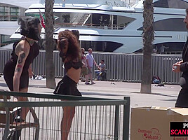 Humiliated european public nudity and kinky spanking