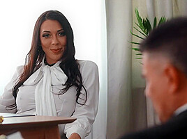 In The Office, A Brunette With Big Milkings Indulges In Pleasures With - Michael Stefano And Rachel Starr