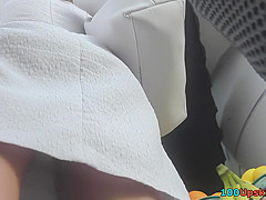 Inexperienced peach caught for the upskirt xxx