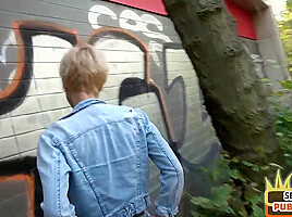 Inked public MILF rides sex date guy outdoor after blowjob