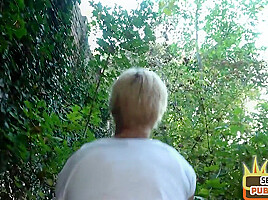 Inked public MILF rides sex date guy outdoor after blowjob