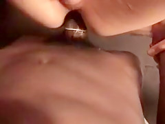 Interracial double penetration with creamy kiss 