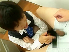 Japan office lady teases shy coworker about tiny penis