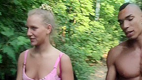 Jennifer in outdoor sex video with a couple fucking on a beach