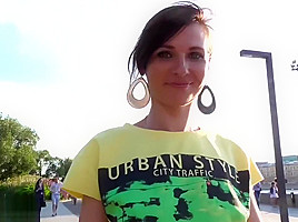 Jeny Smith flashes in a park